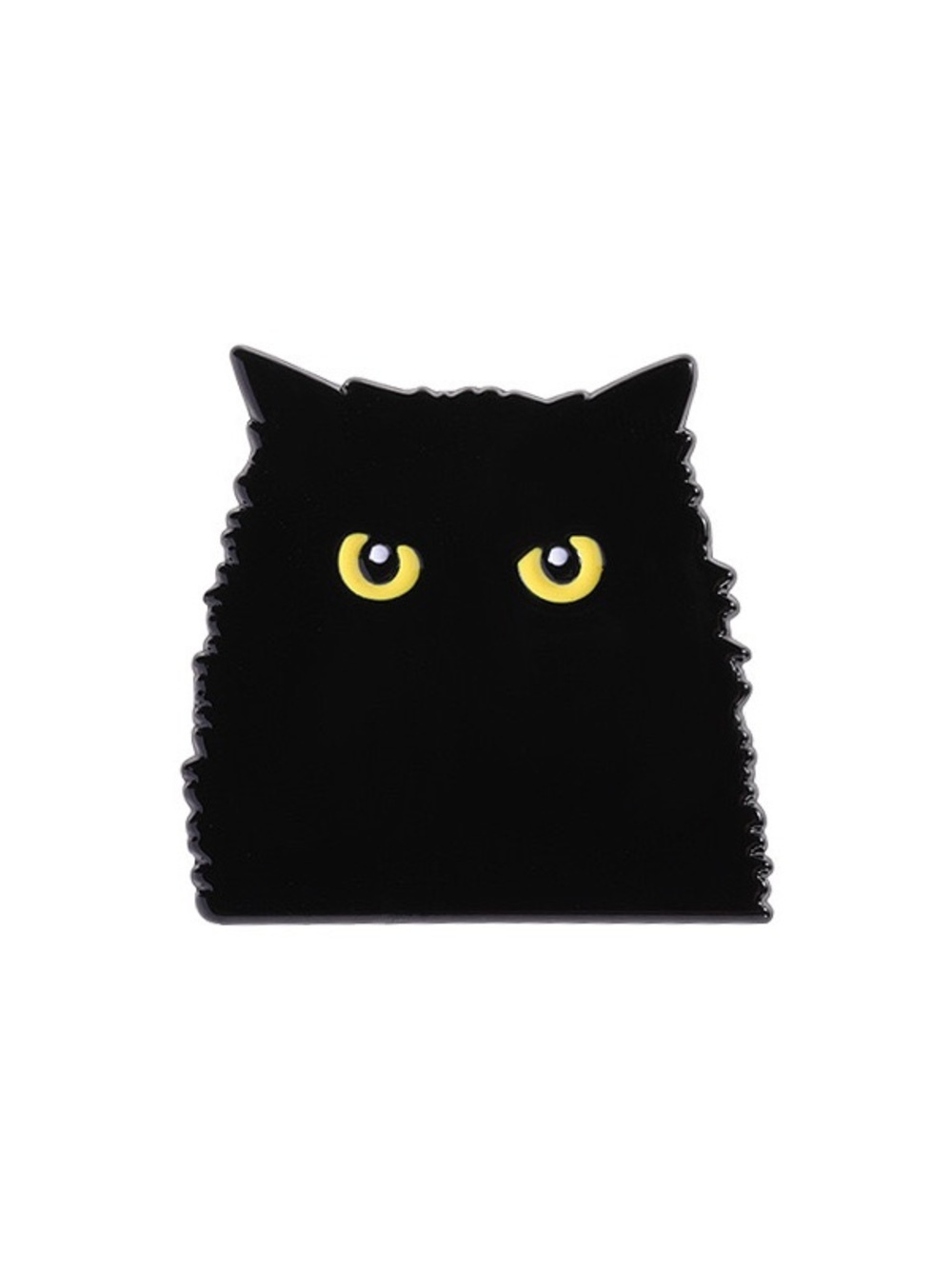 Black Cat Enamel Pin – Minimalist Yellow Eyes Kitty Lapel Badge